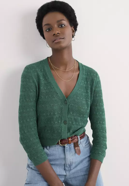 Seasalt Cornwall Green Sweet Day Cotton Cardigan