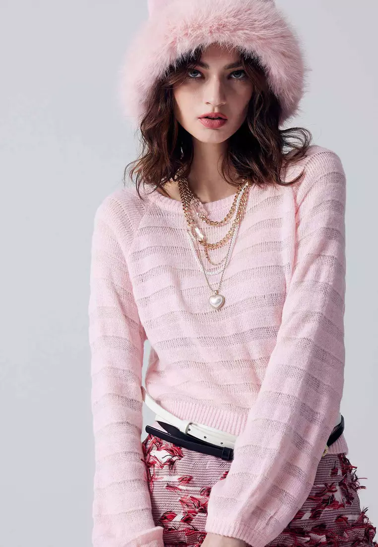 Long Sleeve Pink Knit Top