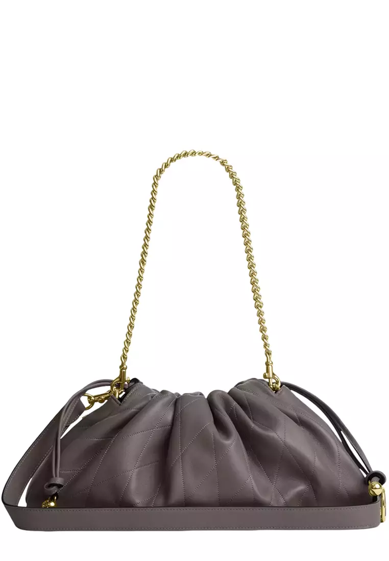 Faye Large Shoulder Bag With Quilting - Slate CCZ58