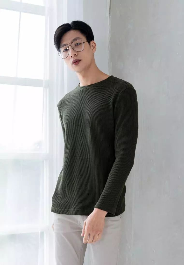 Kale Raffle Army Green Atasan Kaos Unisex Atasan Kaos Pria Hijau Atasan Kaos Kaos Polos Tekstur