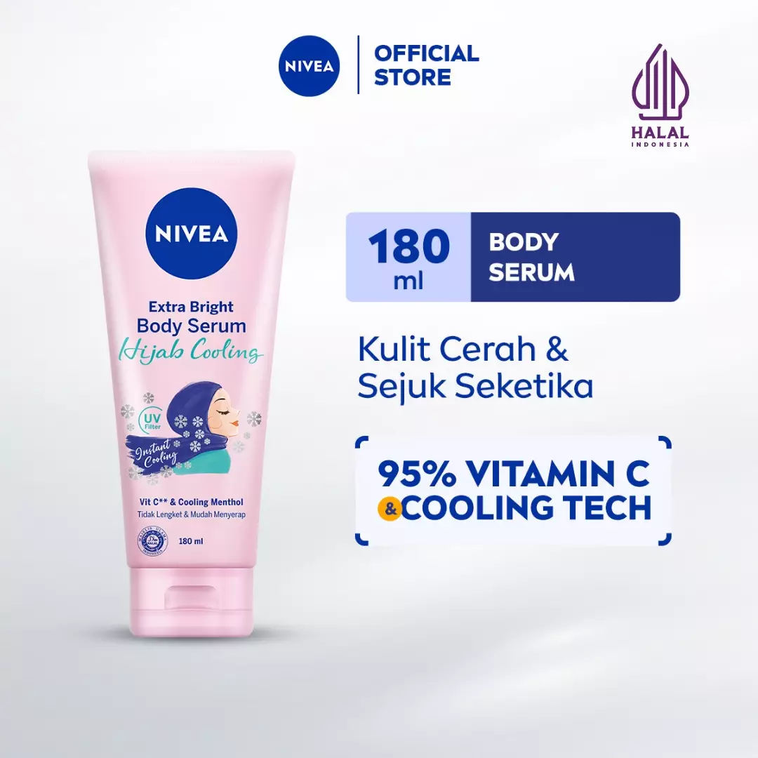 NIVEA Body Care Extra Bright Body Serum Hijab Cooling 180ml - Twin Pack