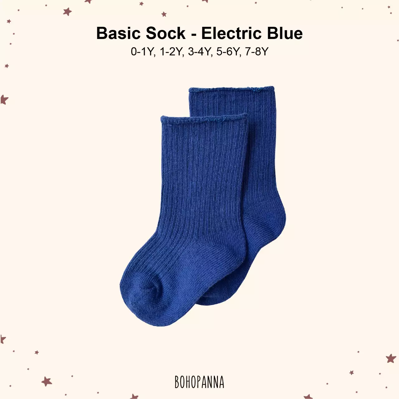 BOHOPANNA - BASIC SOCK - Kaos Kaki Bayi -ELECTRIC BLUE
