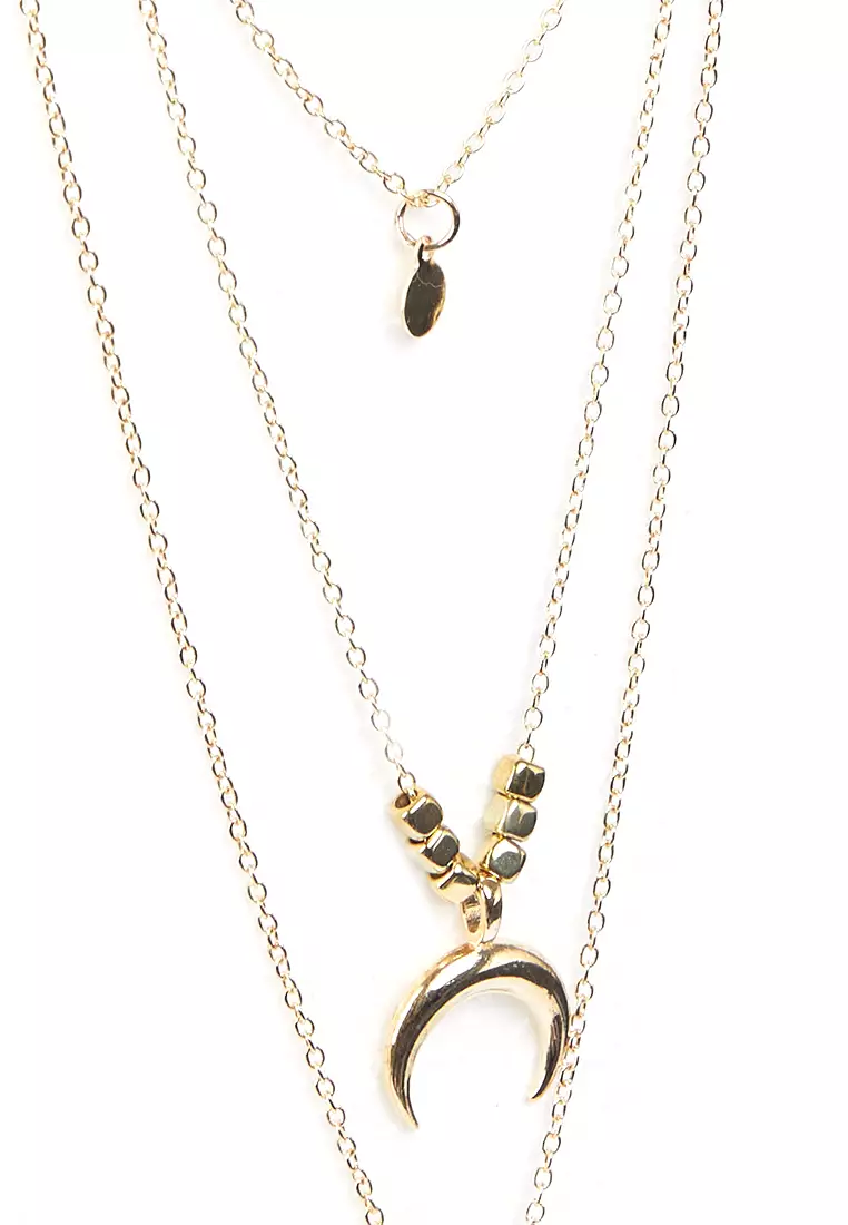 Kalung Liontin Choker Retro Pendant Necklace Perhiasaan Fashion Wanita - Gold