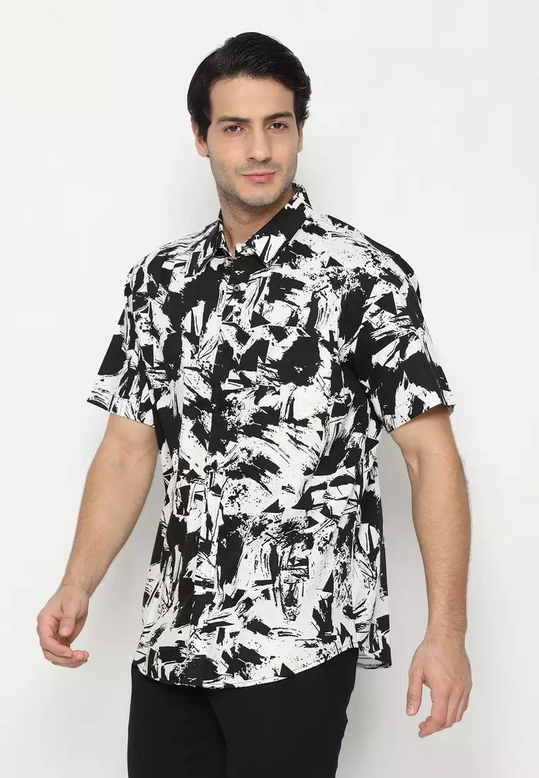 POLICE Kemeja Printing Cotton Tencel Regular Fit Pria