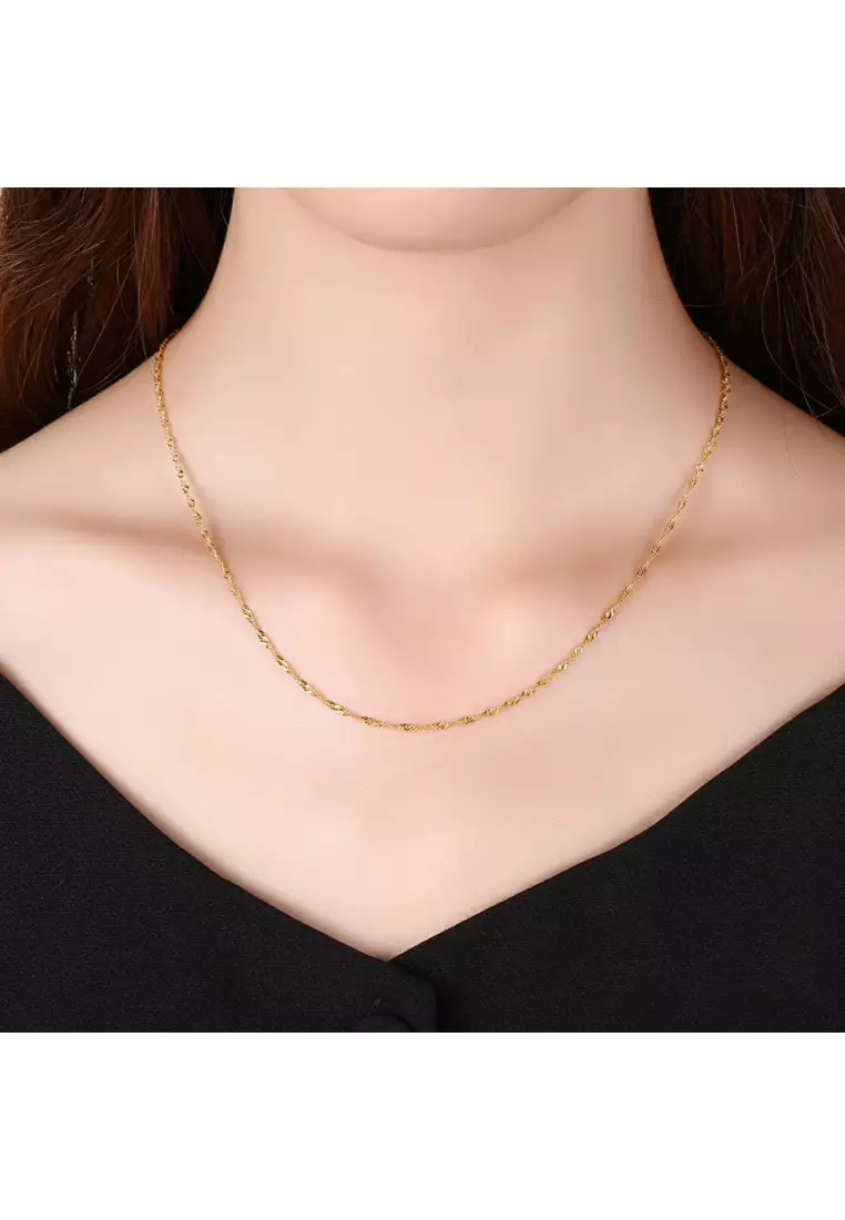 916/22K Gold Wave Necklace R001 (2.15MM, 45CM)