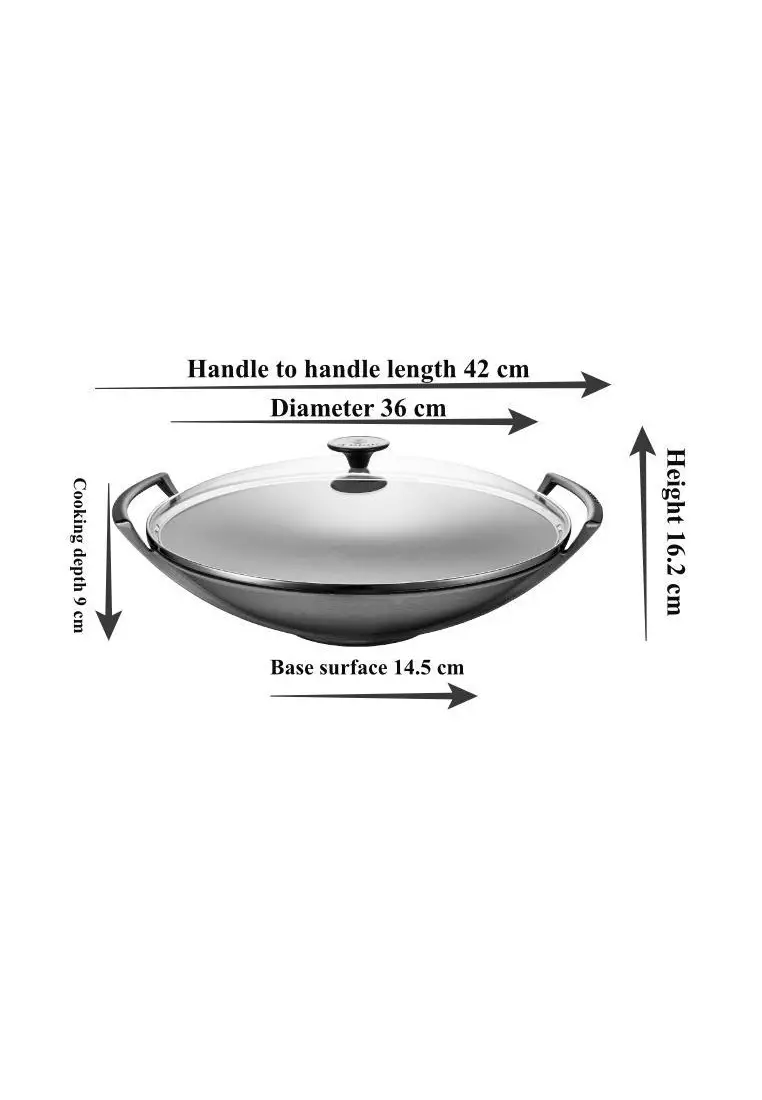 Le Creuset Le Creuset Volcanic Cast Iron 36cm Wok With Glass Lid 2024