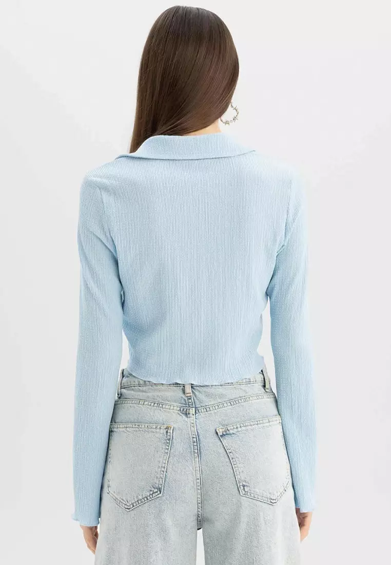 Textured Cropped Shirt