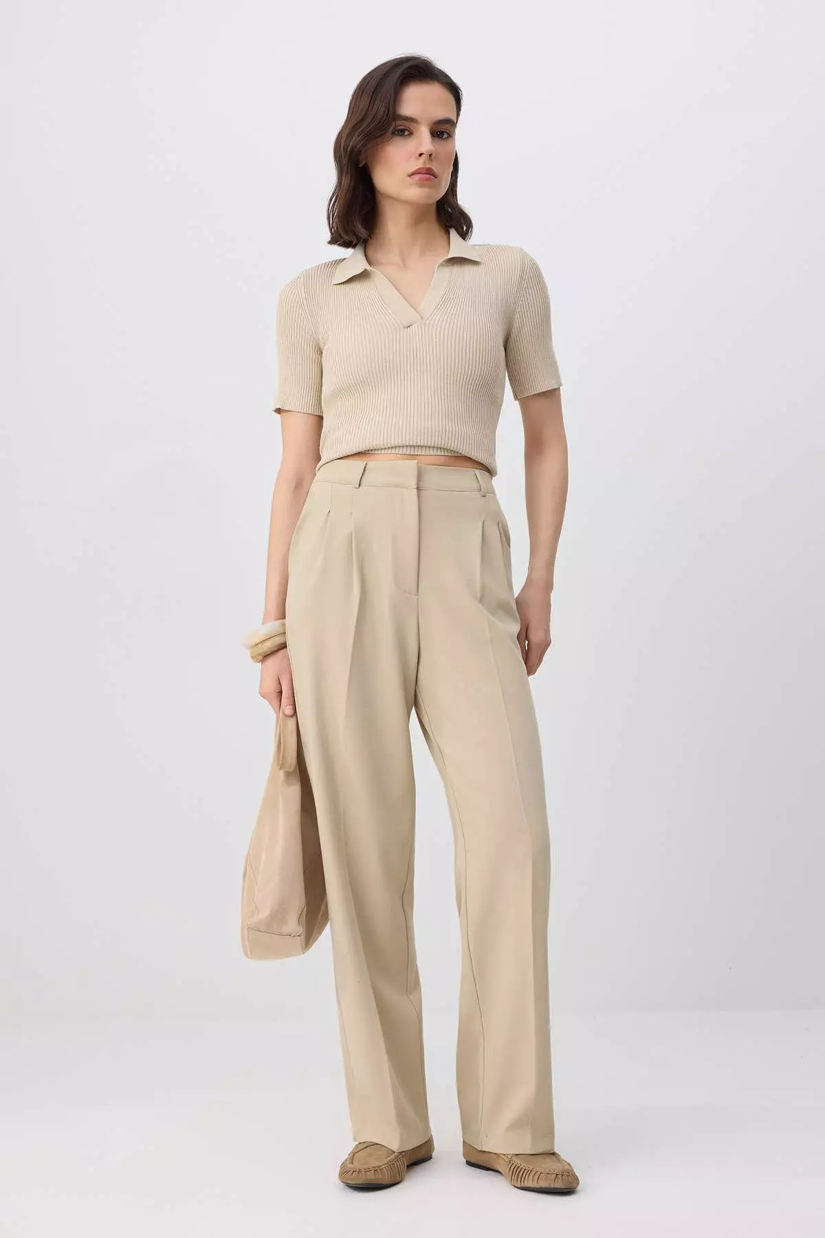 Mink Straight/Cut Pleated Woven Fabric Trousers Twoaw23Pl41