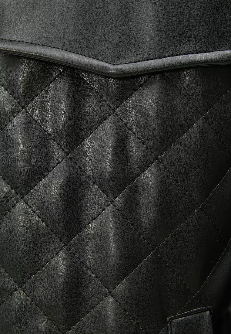 Faux Leather Quilted Jacket