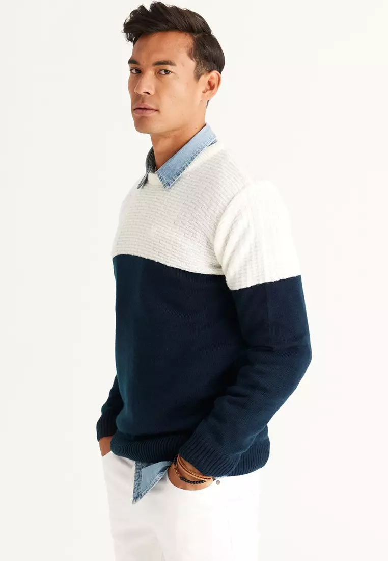Crew Neck Patterned Knitwear Sweater