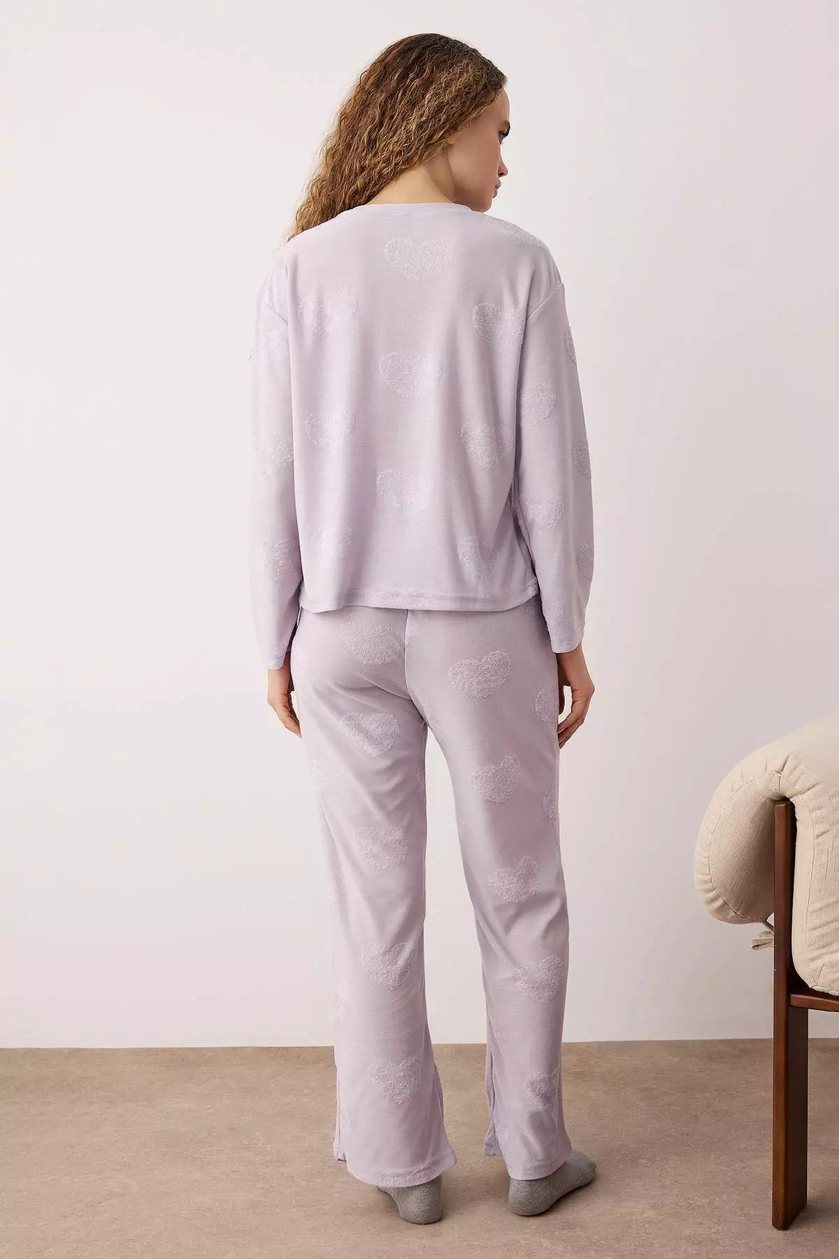 Lilac Heart 30/1 Openend Knitted Pajama Set