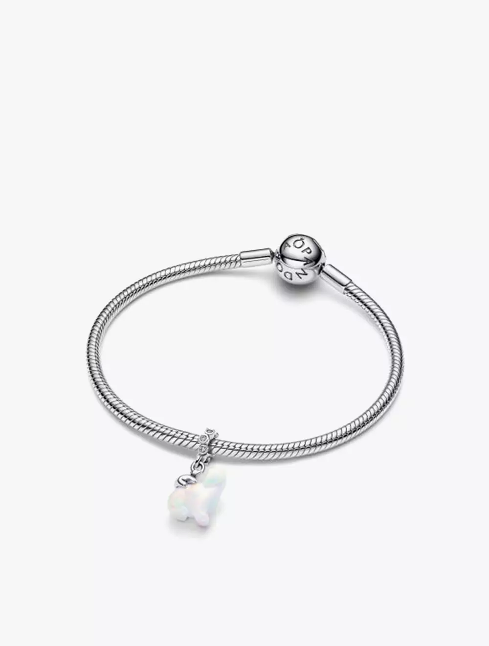 Polarbears Sterling Silver Dangle with Clear Cubic Zirconia and Aurora Lab-Grown Opal Resin