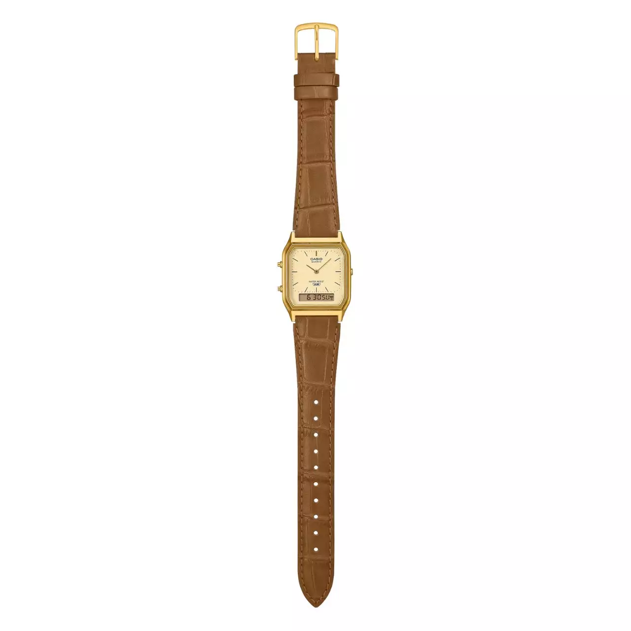 Casio Jam Tangan Pria - Brown Gold - Leather Strap - AQ-230EGL-9ADF