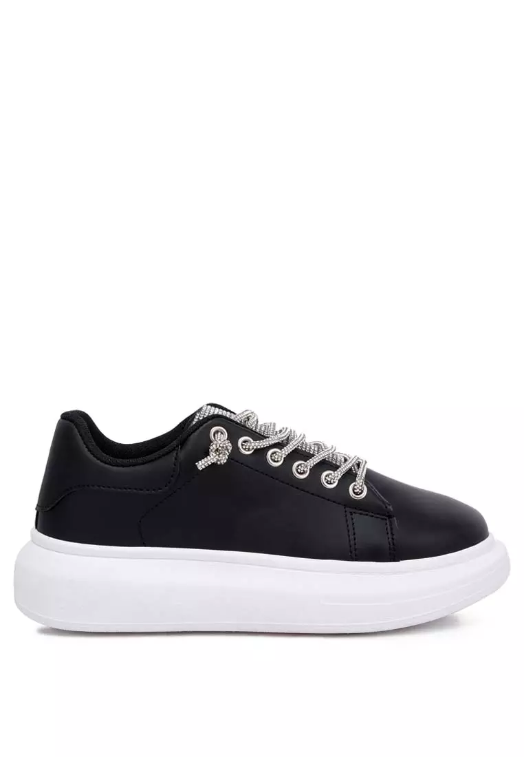 London Rag Black Rhinestone Laced Sneakers 2026 | Buy London Rag Online ...