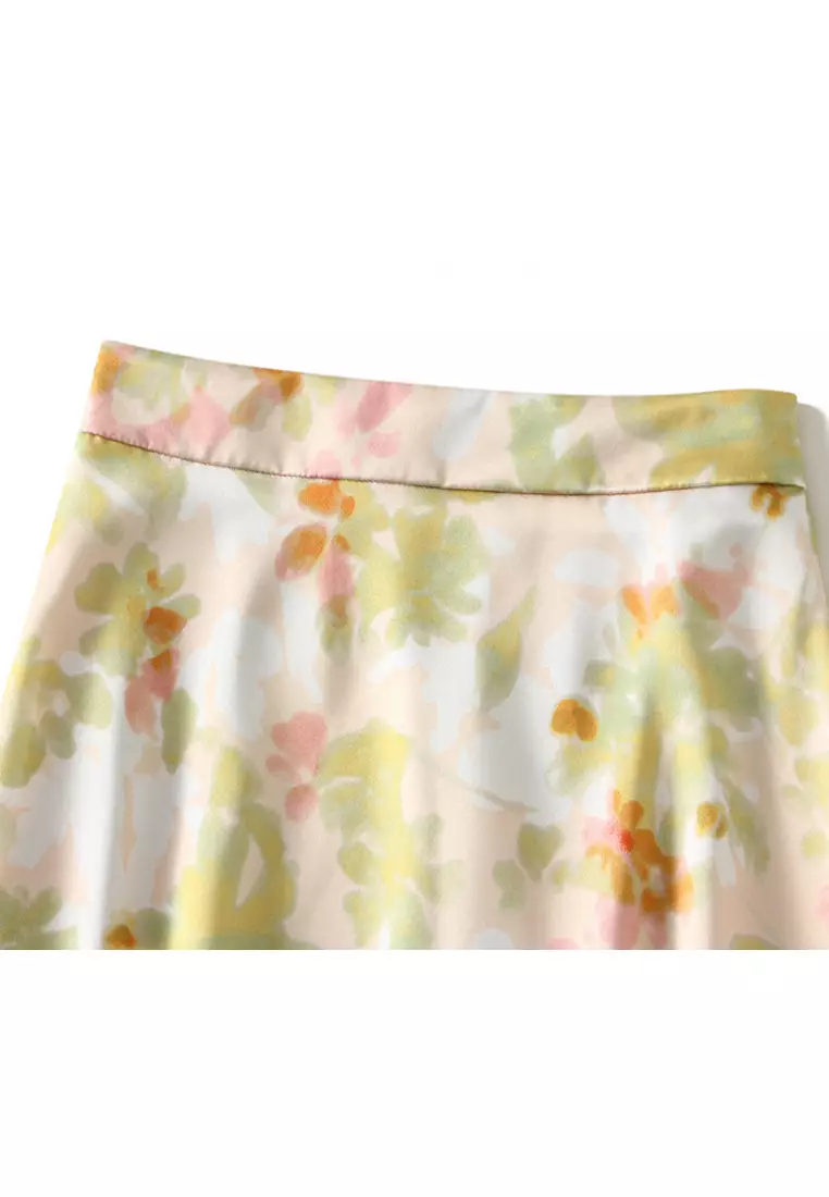 Satin Gorgeous Printed A-Line Skirt AF9901
