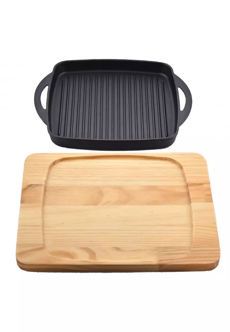 Sizzling Plate Square 26x26cm - Cast Iron Steak Plate Sizzle Griddle w –  Rampage City