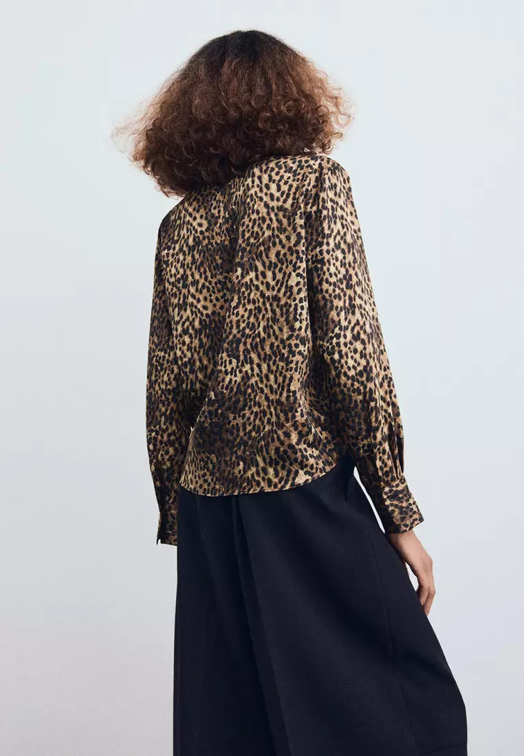 Leopard-Print Satin Shirt