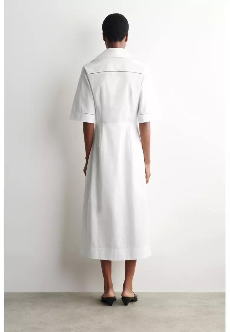 EMBROIDERED PIMA COTTON MIDI DRESS