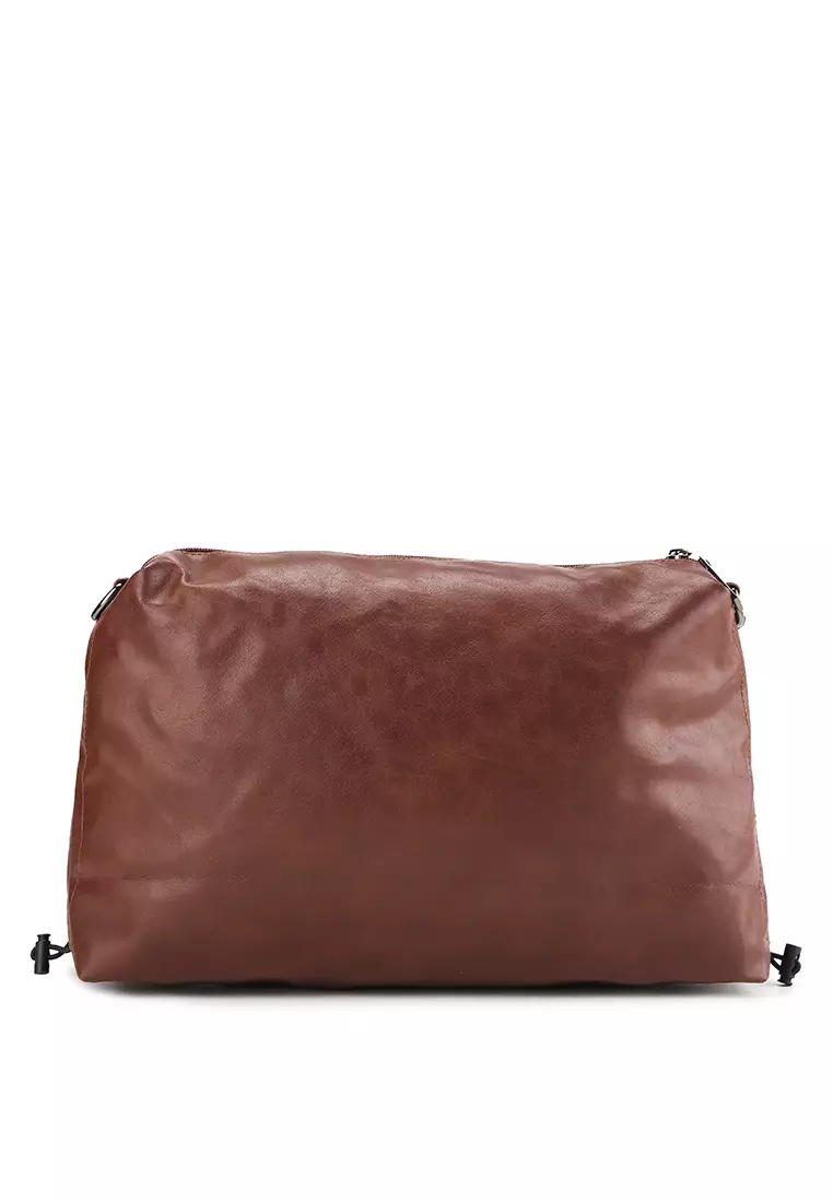 Distressed Leather Carry Crossbody Bag