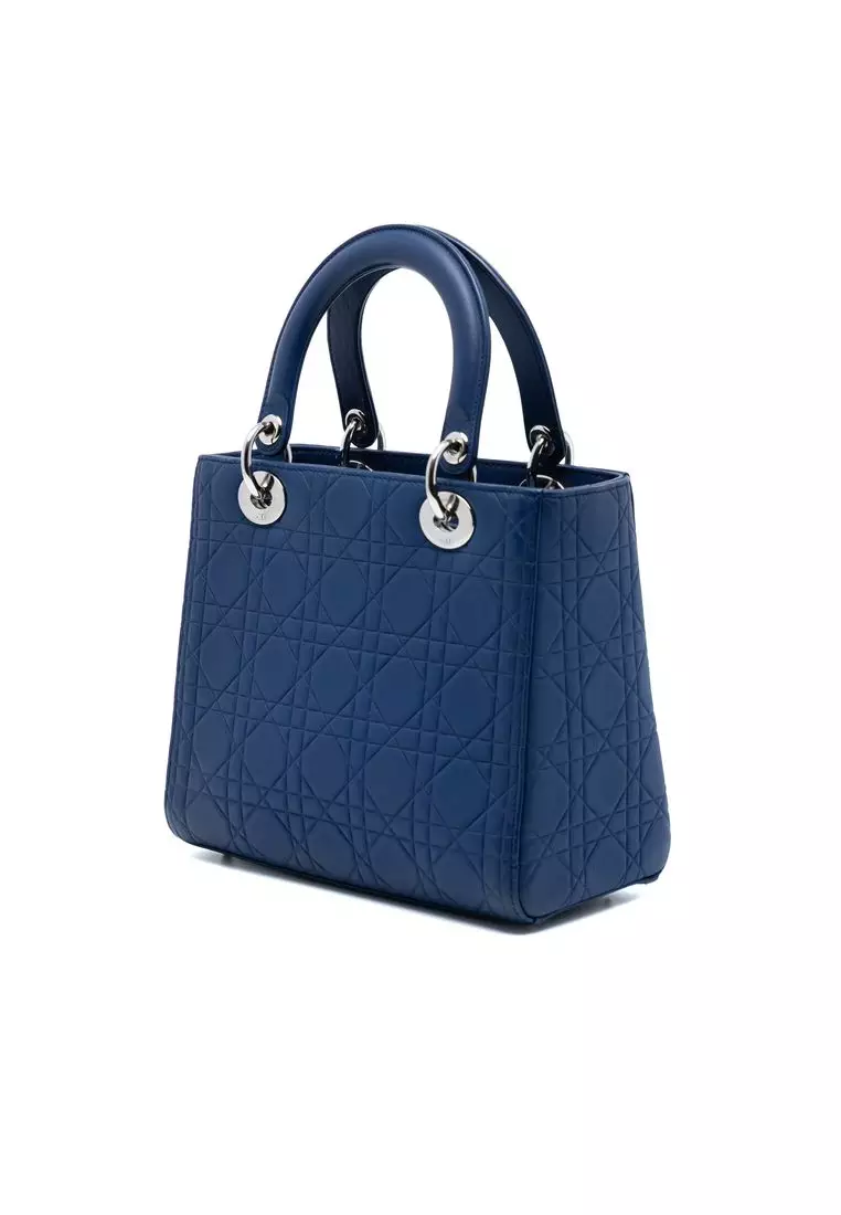 Pre-Loved Dior Medium Ultra Matte Calfskin Cannage Embossed Lady Dior