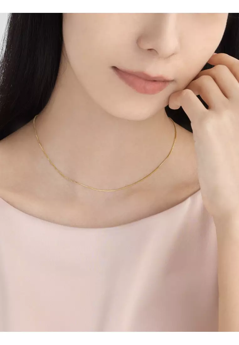 18K Yellow Gold Box Chain Necklace for Women 94226N