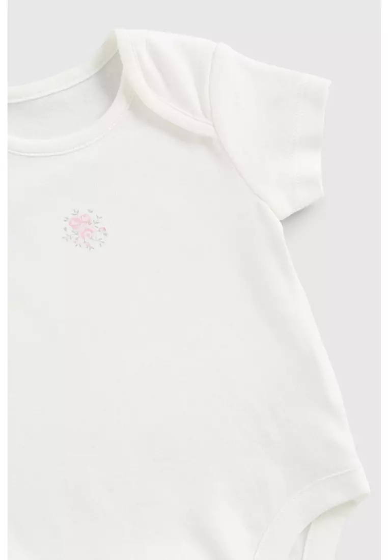 Floral Bunny Short-Sleeved Bodysuits - 5 Pack