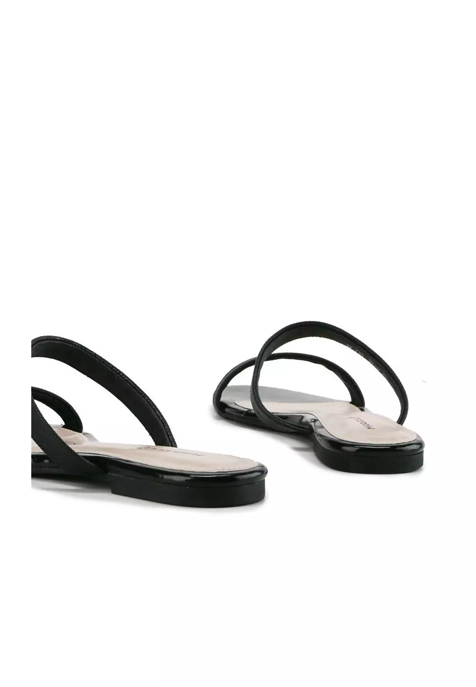 Melissa Sandal wanita Flat Slip On - Black