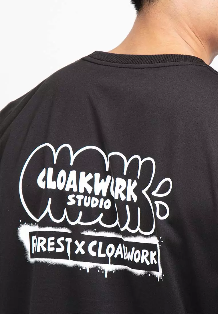 Forest X Shinchan Cloakwork Heavy Weight Cotton Boxy-Cut Round Neck T Shirt Men | Baju T shirt Lelaki - FC20045 -01Black
