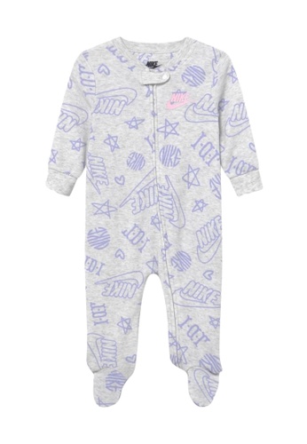 Nike beige Nike Unisex Newborn's All Over Print Footed Coverall (0 - 9 Months) - Birch Heather 852C9KA1F0F96EGS_1