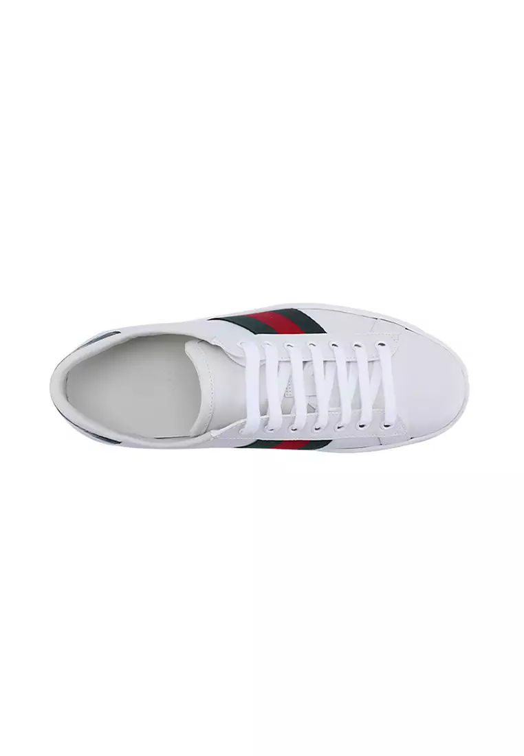 Gucci men's leather leisure sports white shoes 386750 A3830