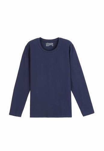 居家圓領長袖上衣 (有機棉)-930esprit台灣13-丈青, 服飾, 長袖T恤