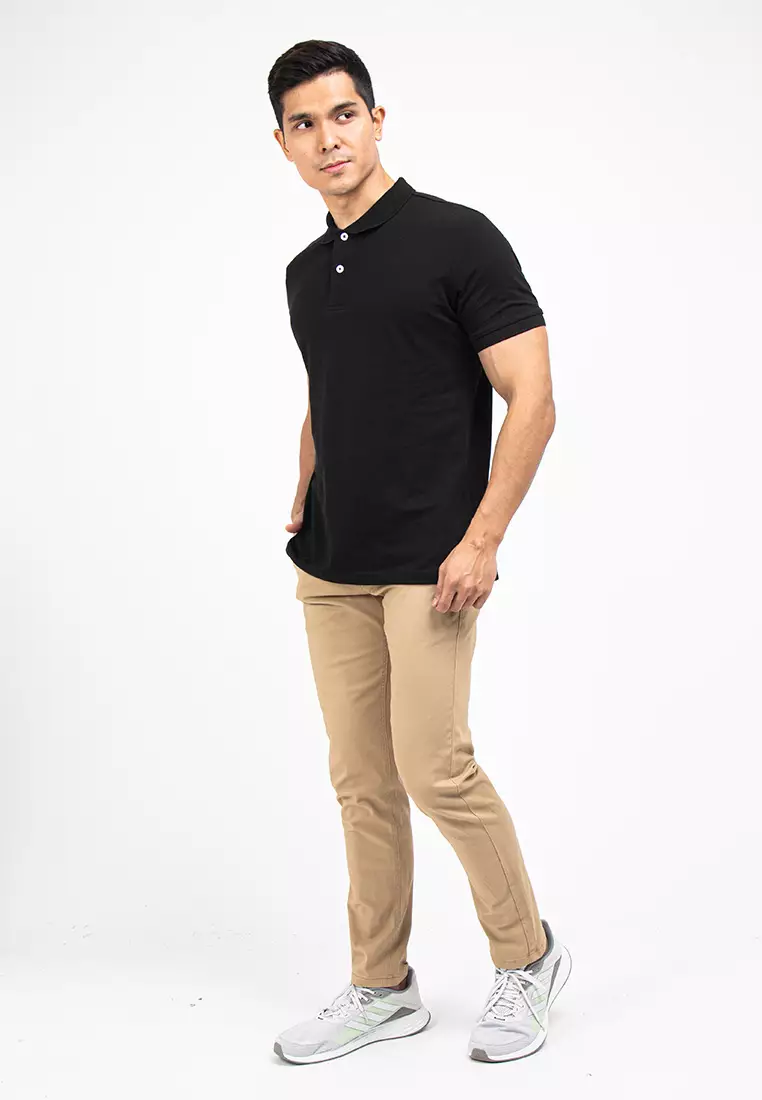 Forest Cotton Pique Regular Fit Polo T Shirt Men Collar Tee - 23647-01Black