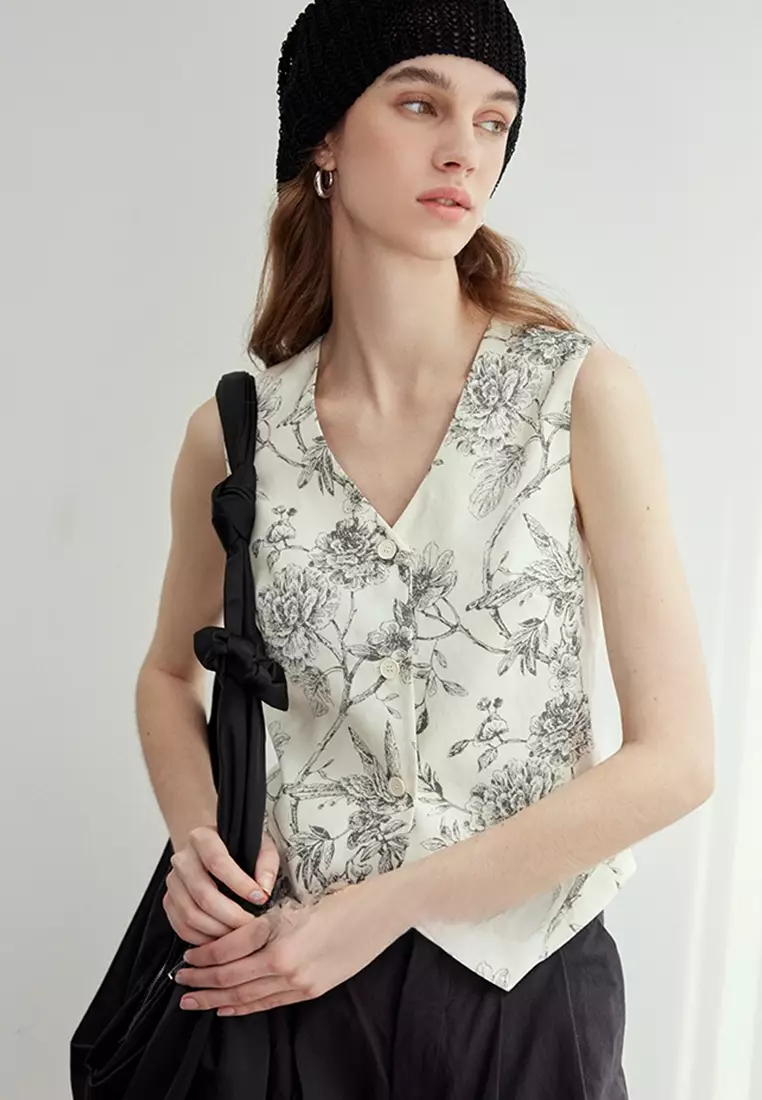 Summer Printed Sleeveless Shirt Skirt Set CA25061722BE