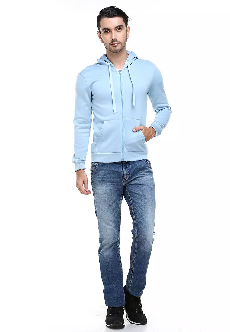 Clover Jaket Sweater Hoodie Polos Pria Casual Plain Jacket Material Polyester ORIGINAL - Blue
