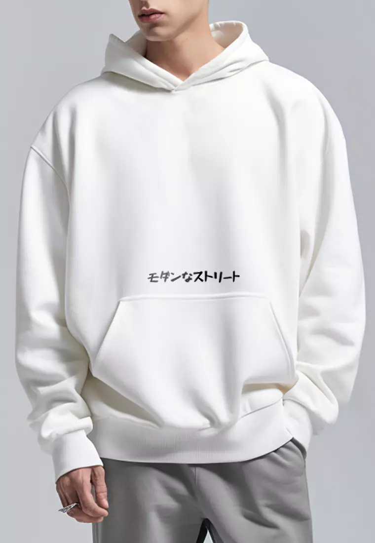MOA92 Hoodies Premium ScubaLux Anti Kusut Waterproof "Modern Street Pocket" Putih