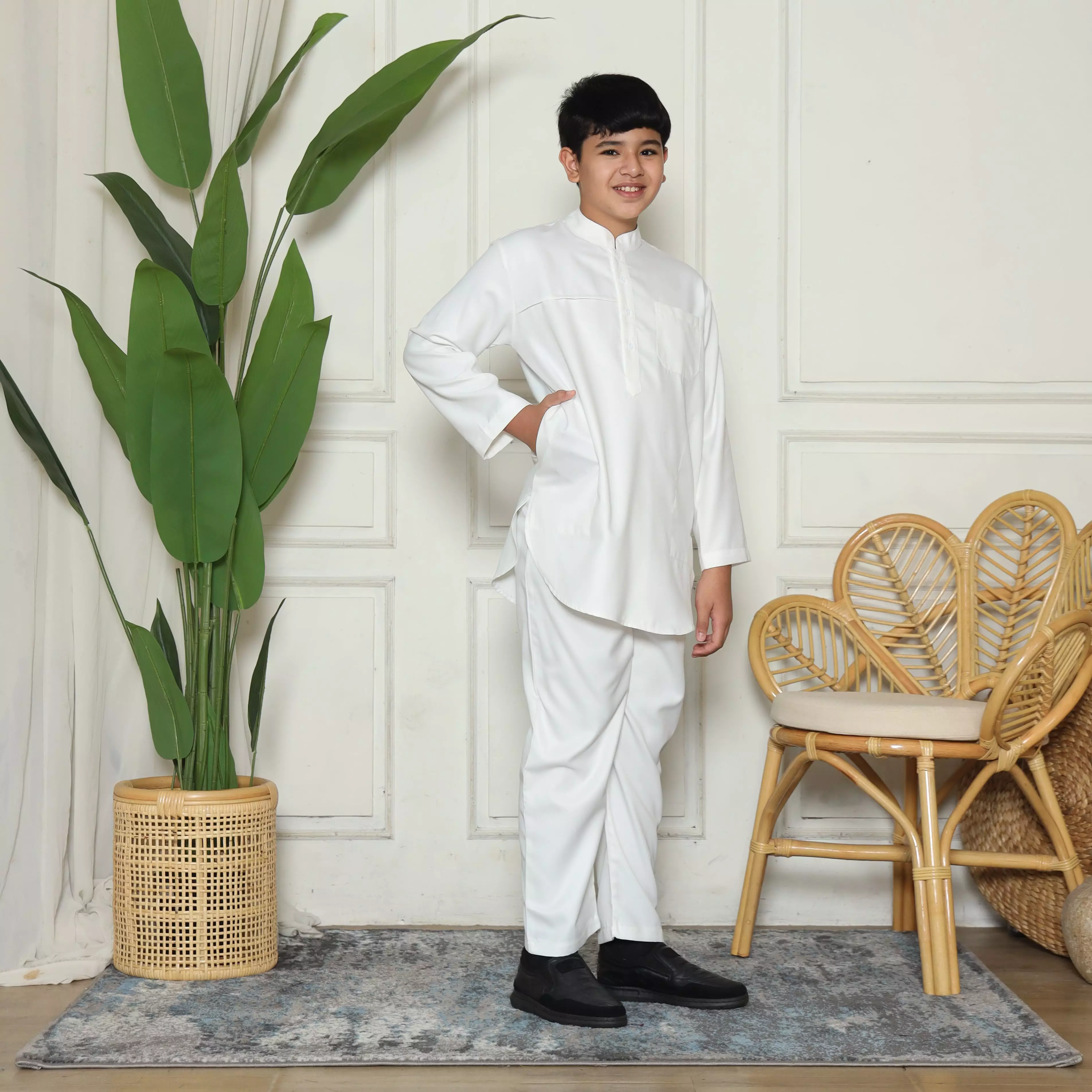 Setelan Baju Koko Pakistan Kurta Couple Anak PKA 10 White BW