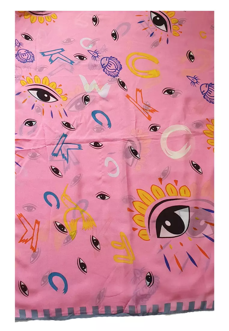 Eyes Poly.-Viscose Scarf Pink