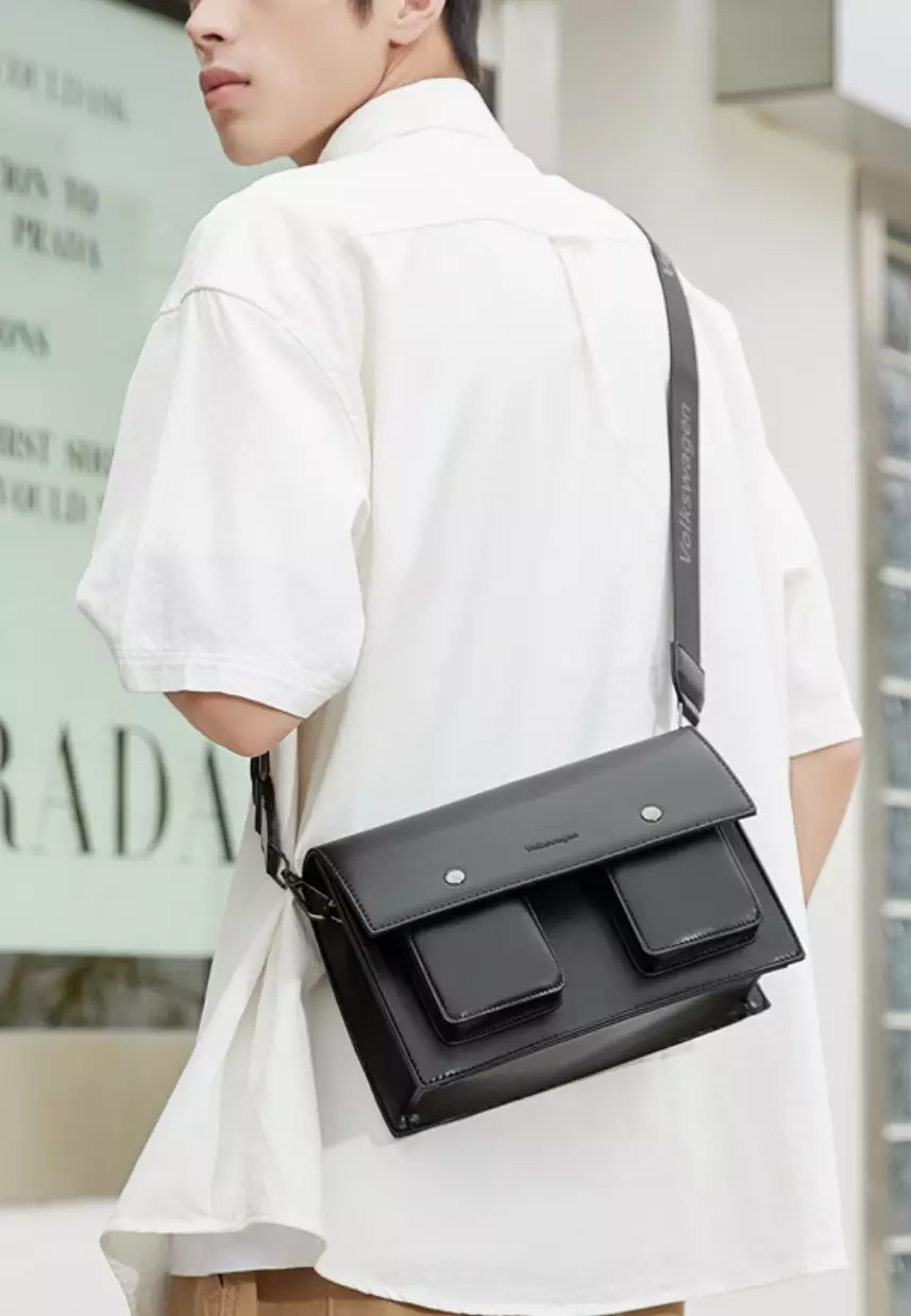 Mens leather top shoulder sling bag