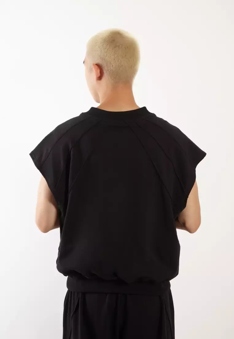 VEDECI X OCWA SAINT OVERSIZED SLEEVELESS TOP BLACK