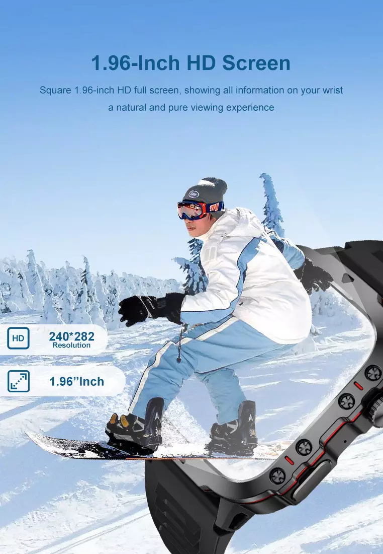 Smart Watch QX11 1.96 inch Full screen touch Long Time Battery Multiple sports modes Jam Pintar Black