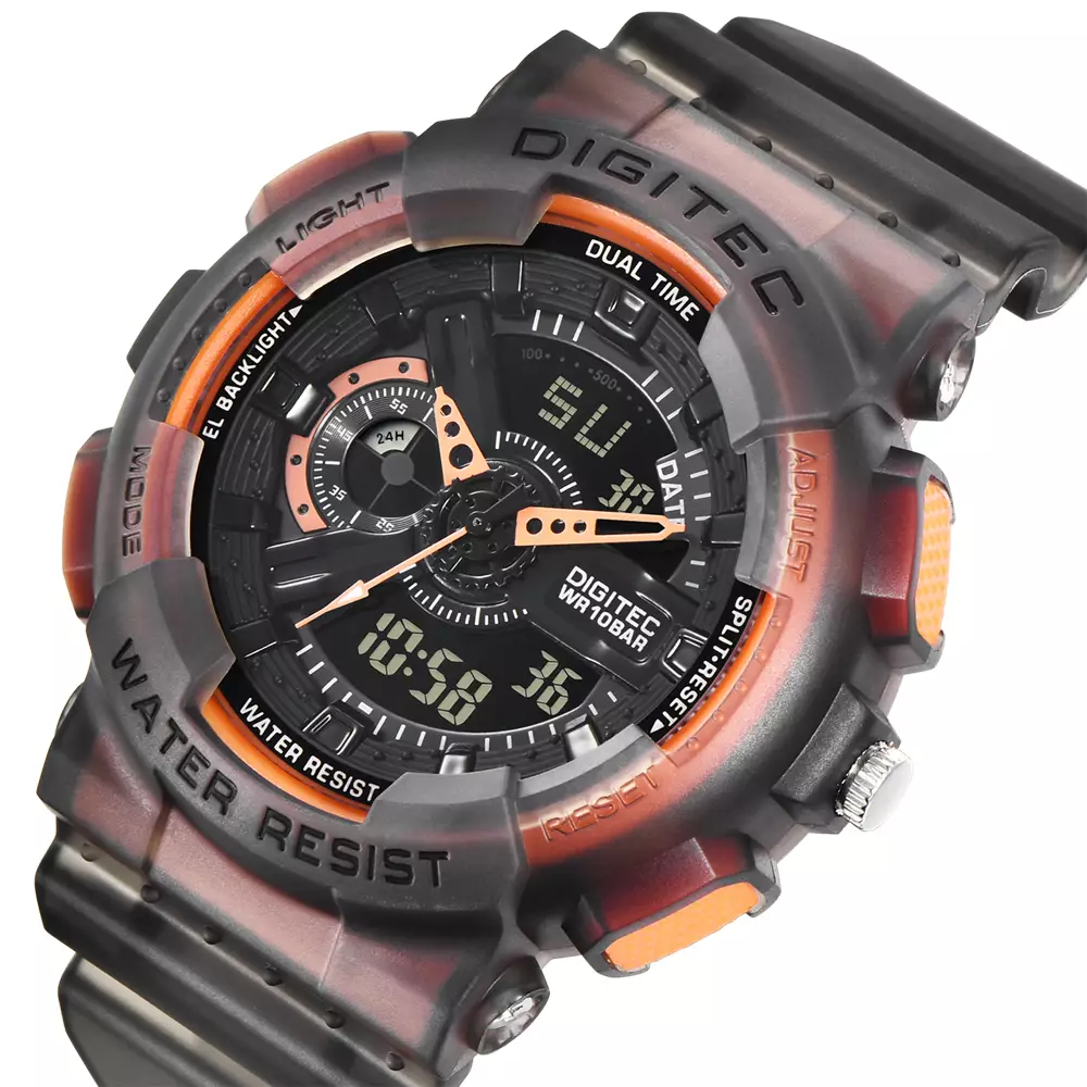 DIGITEC Jam Tangan Analog-Digital Pria DA-2020T Water Resist - BKT4B Black Transparant
