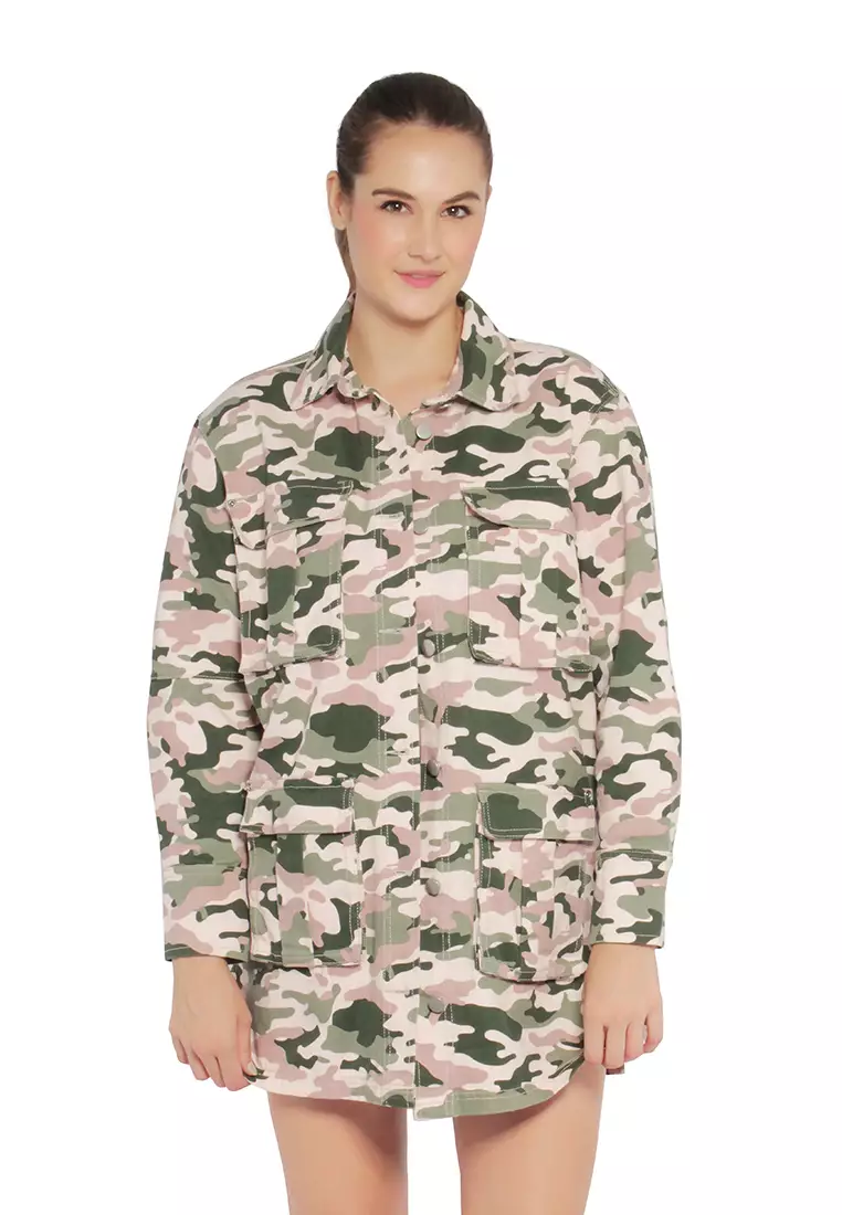 Missguided Zip Detail Camo Utility Jacket Khaki, $70, Missguided