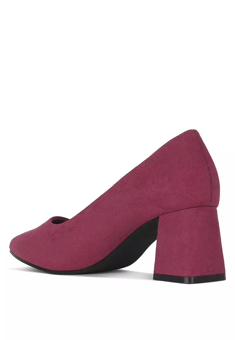 Block Heel Pumps in Burgundy
