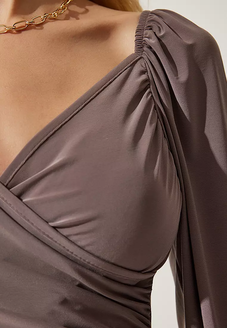 Long Sleeves Surplice Blouse