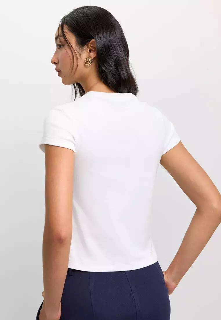 Embroidered Logo Tee - White