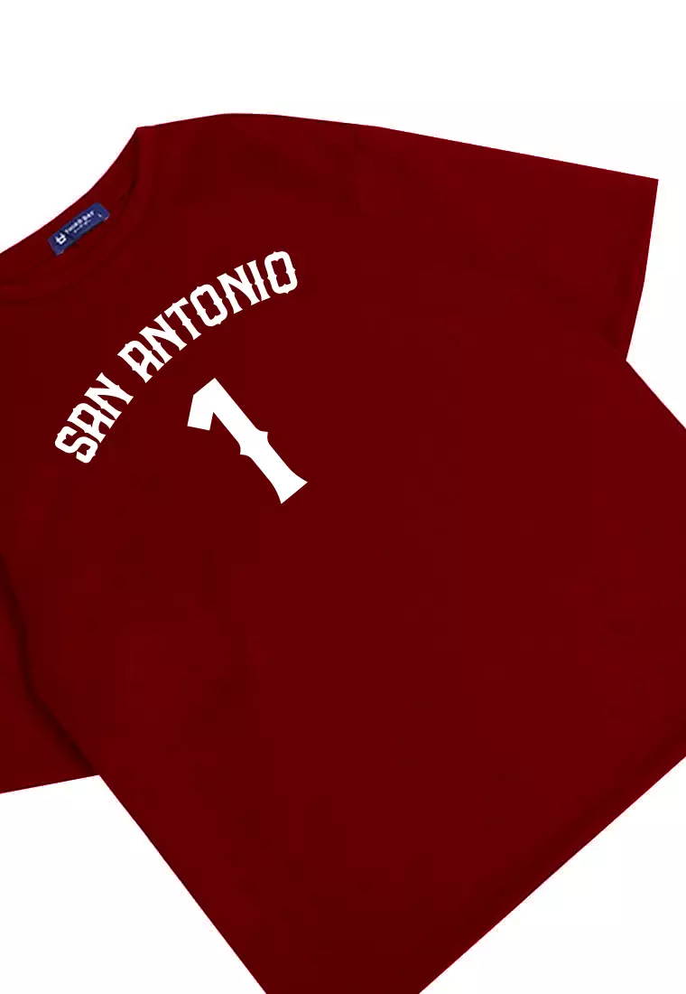 MTW22 kaos baju basket basketball t shirt oversize bahan tebal scuba "fsan antonio 1" maroon