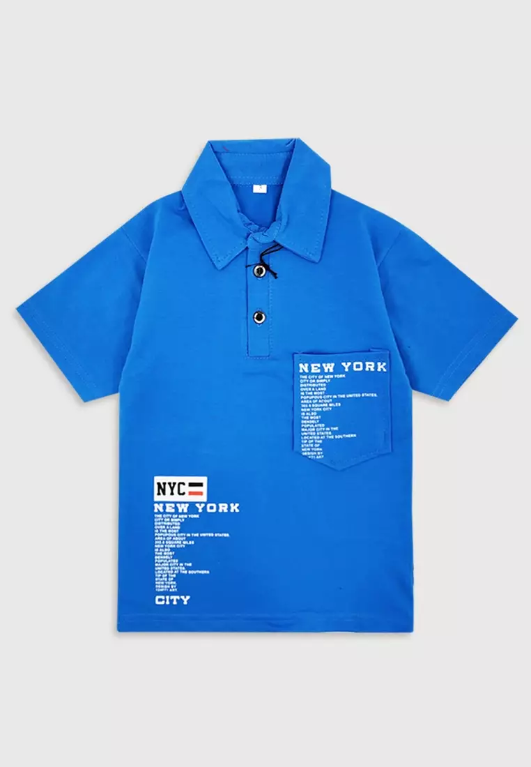 Wakakids Setelan Krah Polo Anak Laki Laki New York City 2671 Turkis