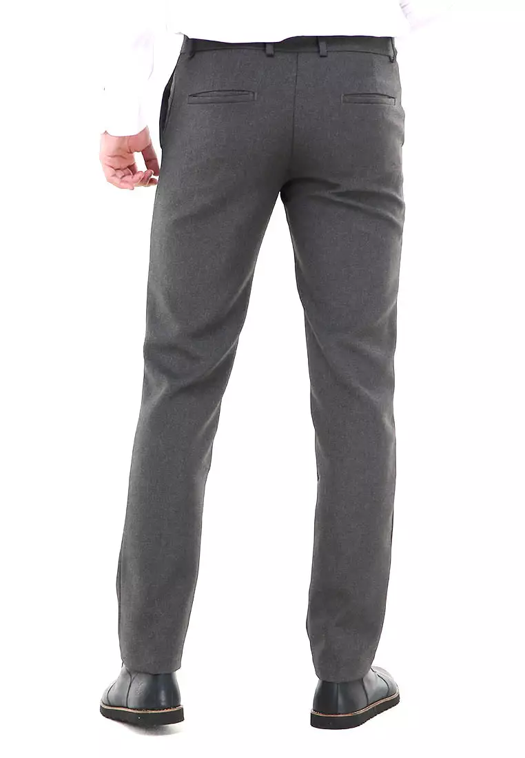 Locko Celana Panjang Pria Polos Slim Fit Formal Long Plain Pants Material Wool ORIGINAL - Gray