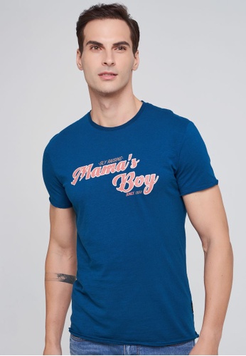 SISLEY blue Printed T-shirt E5B39AA3A8436EGS_1