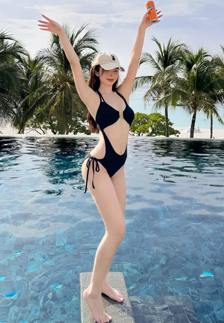 New solid halterneck women's swimsuit CA24032117